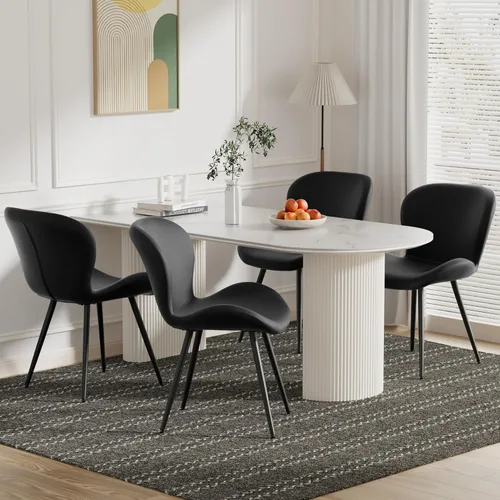 Miniatura 13 de Nalupatio Juego de 2 sillas de comedor, modernas sillas de comedor con respaldo cómodo, sillas de cocina tapizadas gruesas, 19 pulgadas de altura