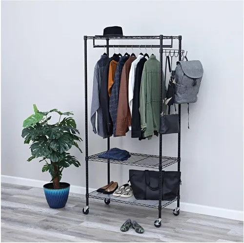 Miniatura 5 de Alera ALEGR363618BL 36 pulgadas de ancho x 18 pulgadas de profundidad x 75 pulgadas de alto 30 estantes de alambre para ropa - Negro