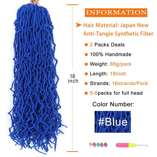 Miniatura 2 de Pelo sintético de ganchillo de 18 pulgadas, 2 paquetes de rastas suaves de diosa, trenzas de ganchillo pre-enlazadas para mujeres negras, pelo