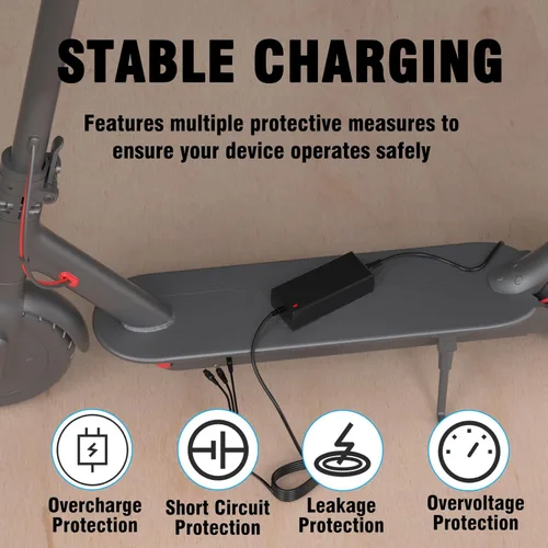 Miniatura 7 de (3 en 1) Cargador de batería de litio de 42 V 2 A para cargador de batería de litio de 36 V compatible con Gotrax, Hiboy, Segway Ninebot, Razor