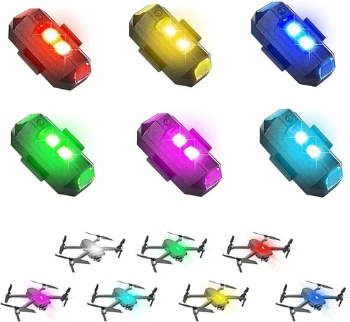 6 luces estroboscópicas LED inalámbricas, 8 colores impermeables LED activadas por vibración con 30 modos, luces de advertencia recargables por USB