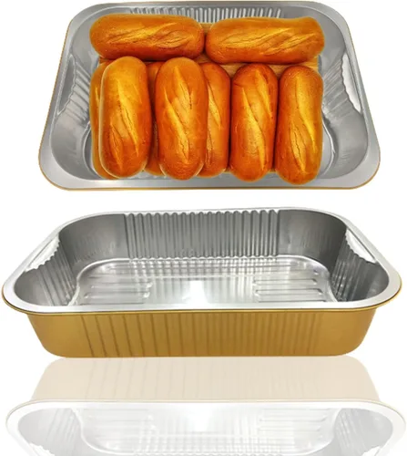 Miniatura 8 de Sartenes de papel de aluminio de SuiXinCook con tapas, 10 unidades, resistentes, 2 libras, sartén pequeña de papel de aluminio de 8.5"×6