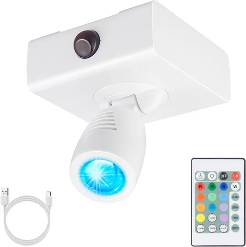 Miniatura 10 de BIGMONAT Foco inalámbrico que funciona con pilas, luz de imagen RGB con control remoto y temporizador, lámpara de visualización que cambia