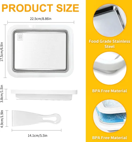 Miniatura 7 de Máquina de helados enrollados con 2 raspadores de acero inoxidable de grado alimenticio para yogur congelado/granizado regalo de cumpleaños, hecho