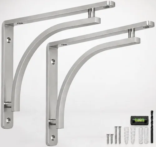 Miniatura 18 de Balin Designs - Soportes clásicos negros resistentes para estantes de 8 pulgadas, soporte en L, soporte para montaje en pared, soporte de metal