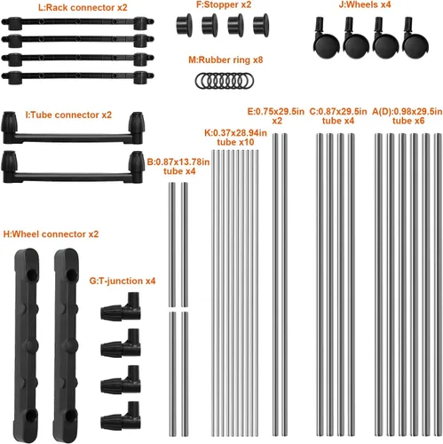 Miniatura 8 de Perchero de doble barra para colgar ropa, estante portátil para armario de carga máxima de 77 libras, perchero de metal resistente para dormitorio