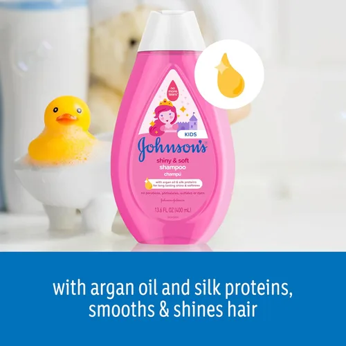 Miniatura 4 de Johnson's Shiny & Soft - Champú para niños con aceite de argán y proteínas de seda, el lavado diario del cabello de los niños limpia suavemente