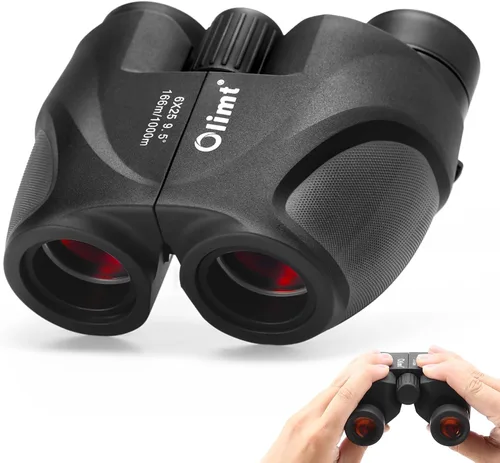 Binoculares compactos de 6 x 25, mini bolsillo pequeño tamaño portátil 9.5 ° campo de visión gran angular de 0.827 in, ocular grande, gafas ED
