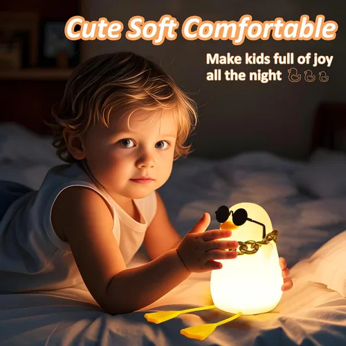 Miniatura 8 de Anywin Luz nocturna de pato para niños, bonitos regalos de patos Benson, lámpara de noche de silicona suave al tacto para guardería, regalos