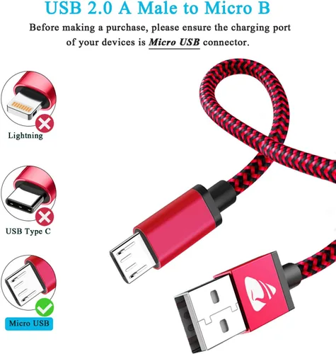 Miniatura 2 de Aioneus Micro USB Cable Fast Android Cord Charger Cable 4Pack [2FT, 3FT, 5FT, 6FT] Cable Charging Cord for Samsung Galaxy S7 Edge S6 S5 J3 J3V J5 J7