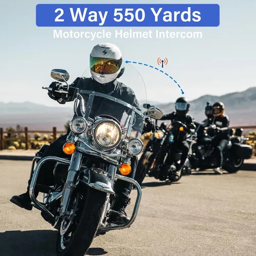 Miniatura 2 de Auriculares Bluetooth para casco de motocicleta, intercomunicador de 2 vías, 550 yardas, sonido HIFI, cancelación de ruido, compartir música, 1000