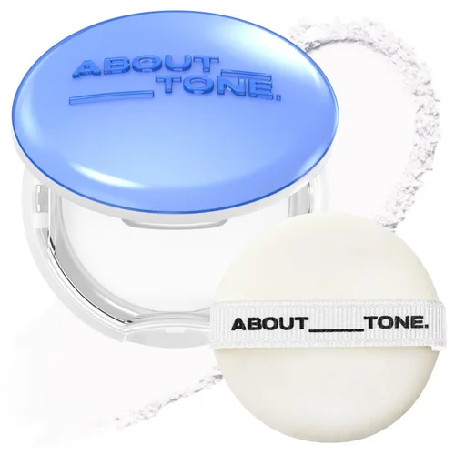 ABOUT TONE Powder Pact - Polvo prensado compacto con espejo y hojaldre de fijación de maquillaje, desenfoque natural, acabado semimate, aceite