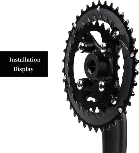Miniatura 4 de BUCKLOS 64/104 BCD - Juego de platos para bicicleta con pasador, aleación CNC de acero doble/triple MTB 22T 24T 26T 32T 38T 42T 44T 4 pernos