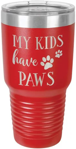 Miniatura 13 de Vaso grabado con texto en inglés "MY KIDS HAVE PAWS Engraved 30oz de acero con recubrimiento de polvo grabado con láser" taza de viaje de camello