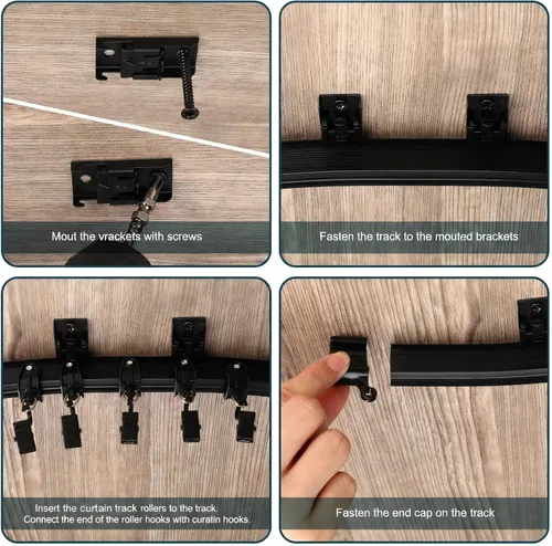Miniatura 6 de Jetec Cortina de techo flexible y flexible de 6.5 pies, soporte para riel con sistema de rieles de cortina, ventana de litera, divisor