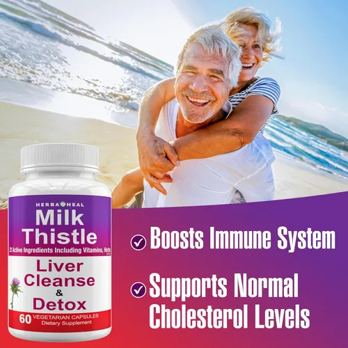 Miniatura 4 de Liver Cleanse Detox - Suplemento hepático de cardo mariano de 1000 mg de alta potencia con 22 ingredientes, desintoxicante natural y regenerador