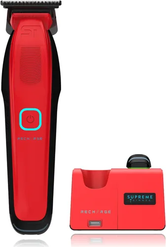 Miniatura 12 de Supreme Trimmer Recharge ST777 - Recortadora de barbero profesional con 2 baterías extraíbles Motor de 8000 RPM, cuchillas DLC de espacio cero
