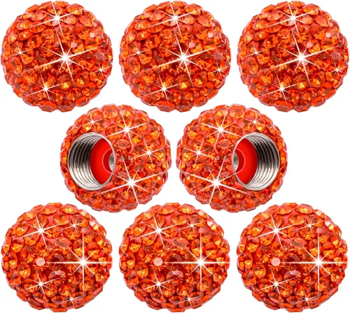 Miniatura 18 de 4 piezas de tapas de vástago de válvula de neumático con cristal brillante de diamante, tapas de válvula de neumático de rueda de coche con brillo