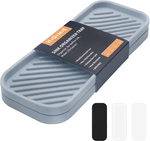 Miniatura 11 de Bandeja organizadora de silicona, soporte de jabón y esponja para fregadero de cocina, baño, bandeja de almacenamiento para cepillo de platos