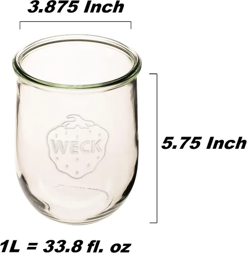 Miniatura 2 de Weck Frasco Tulipán - Frascos para Masa Madre - 1 frasco transparente grande WECK 745 con boca ancha - 1 litro incluye tapa de vidrio, sello de goma