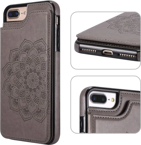 Miniatura 4 de UEEBAI Funda para iPhone SE 2022/7/8/SE 2020, funda de piel sintética con cierre magnético, ranuras para tarjetas, función de soporte