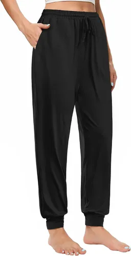 UMMISS Pantalones deportivos de cintura alta para mujer, pantalones de yoga con bolsillos elásticos con cordón ajustable, Desnudo