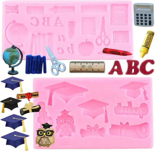 Miniatura 10 de ZiXiang Molde de silicona para graduación, tapa de doctorado, moldes de silicona para diploma, molde de fondant para graduados, moldes para dulces