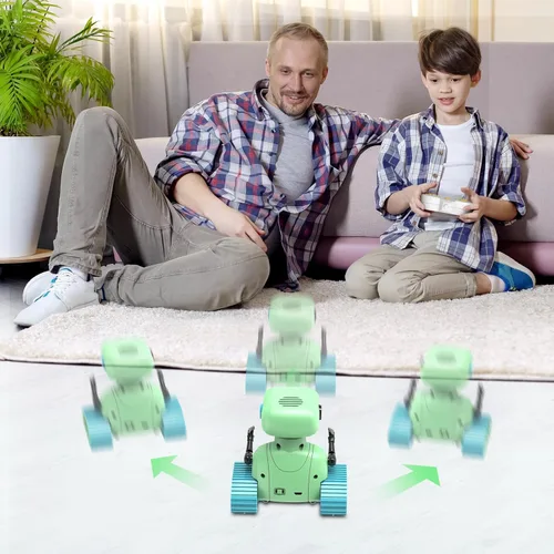 Miniatura 7 de ALLCELE - Robots de juguete, robots RC recargables para niños, juguete con control remoto, tiene música y ojos LED, regalo ideal para niños - Verde