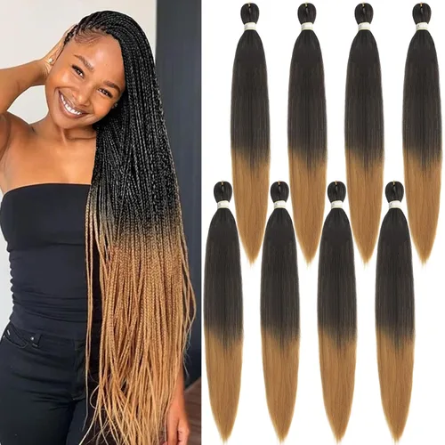 Miniatura 46 de Beyond Beauty - Trenzas preestiradas de cabello profesional sin picazón, ajuste de agua caliente, fibra sintética, textura Yaki, extensiones