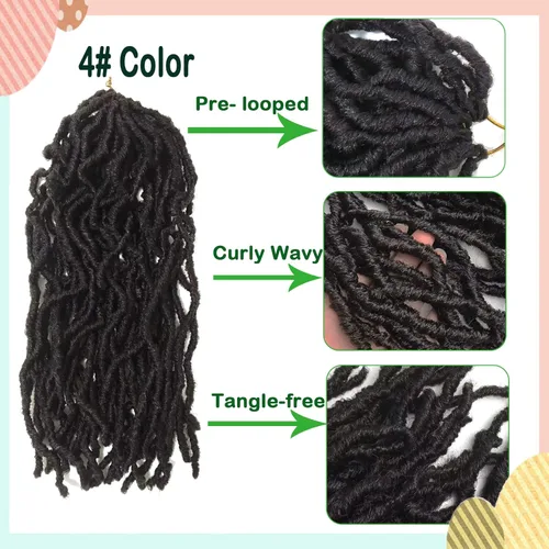 Miniatura 5 de Rastas cortas de ganchillo de pelo sintético de 14 pulgadas, 8 paquetes, nuevas rastas onduladas de ganchillo, trenzas de diosa suaves de ganchillo