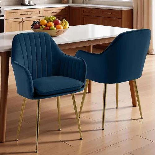 Miniatura 23 de AVAWING Modern Living - Juego de 2 sillas con reposabrazos decorativos para sala de estar, comedor, de terciopelo, tapizado, de mediados de siglo