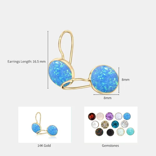 Miniatura 32 de 14K Gold Gemstone Drop Earrings - Birthstone Dangle - Solid Yellow Gold Dangle Earrings - Dainty Handmade Wedding Jewelry - Perfect Bridal or