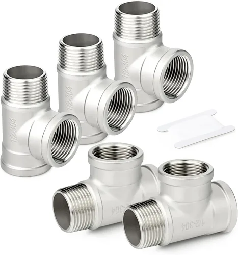 Miniatura 38 de TAISHER 2 piezas de accesorios de tubo en T de acero inoxidable 304, accesorios de tubo hembra NPT de 1-1/2" x 1-1/2" x 1-1/2