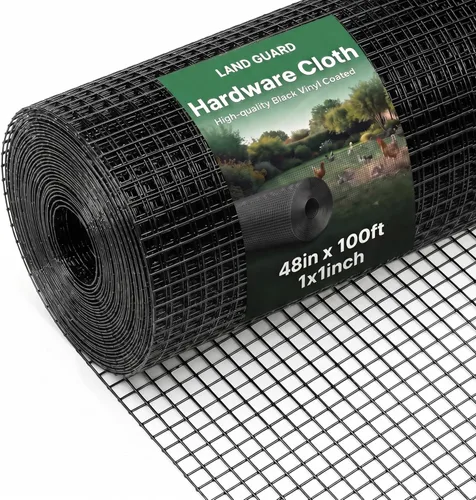 Miniatura 8 de Land Guard 48 pulgadas × 100 pies de malla metálica de calibre 19 recubierta de vinilo negro, malla metálica negra de PVC de 1/2 pulgada, malla