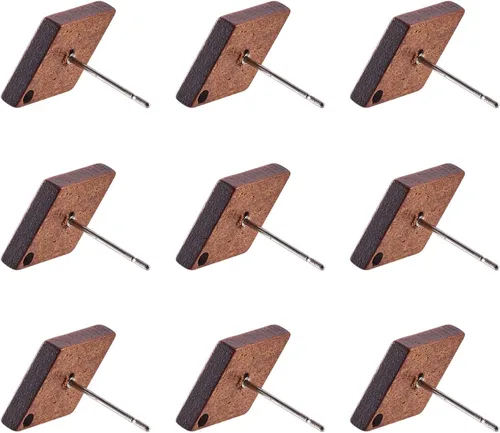 Miniatura 25 de FASHEWELRY 32 piezas de pendientes de madera para pendientes de madera de 0.59 pulgadas (0.591 in) pendientes de madera redondos planos en blanco