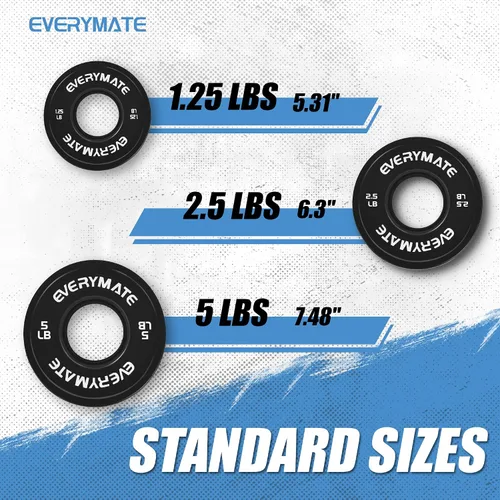 Miniatura 6 de EVERYMATE Juego de placas de peso de cambio negro, 1.25 libras, 2.5 libras, 5 libras, juego de placas olímpicas fraccionarias para entrenamiento