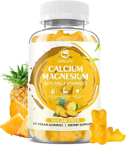 Miniatura 8 de Suplemento de calcio y magnesio y zinc con vitamina D3, gomitas de calcio sin azúcar para mujeres y hombres, gomitas de magnesio de alta potencia