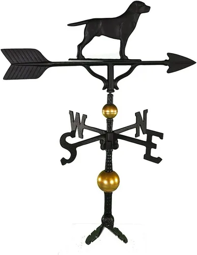 Miniatura 4 de Montague Metal Products Veleta de lujo de 32 pulgadas con adorno de Retriever negro satinado