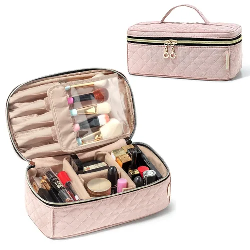Miniatura 11 de Teamoy Estuche de viaje para brochas de maquillaje, bolsa organizadora de maquillaje con asa para brochas de maquillaje (hasta 8 pulgadas) y Negro