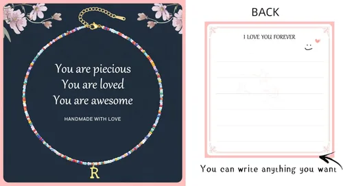 Miniatura 4 de Collares con iniciales de cuentas coloridas para niñas, adolescentes, regalos hechos a mano, personalizados, de acero inoxidable chapado en oro