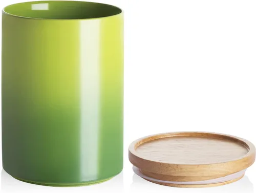 Miniatura 65 de Sweejar Kitchen Canisters - Tarro de cerámica para almacenamiento de alimentos, recipientes apilables con sello hermético y tapa de madera