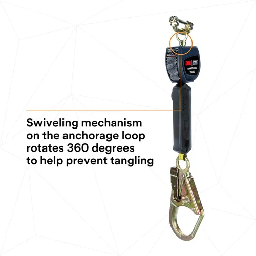 Miniatura 9 de 3M DBI-SALA Nano-Lok 3101229 Línea de vida auto retráctil, 6', 3/4" Dynema poliéster Web, gancho de acero armado, conector rápido para montaje
