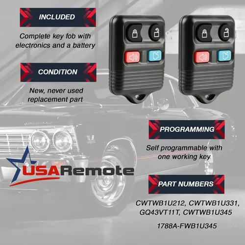 Miniatura 3 de Control remoto de entrada sin llave para automóvil para Ford, Lincoln, Mercury, Mazda con llave de encendido