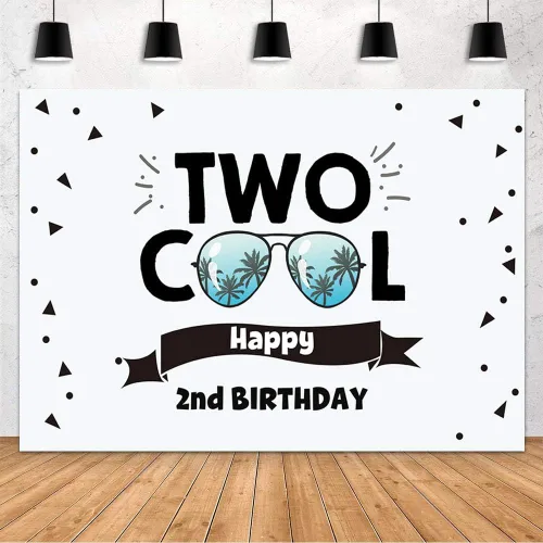 MEHOFOND Fondo con temática de dos lentes de sol geniales para decoración de fiesta de segundo cumpleaños, pancarta de fondo de fotografía para mesa