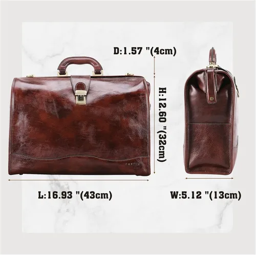 Miniatura 6 de Banuce Maletín de cuero vintage para hombres con cerradura para laptop de 15.6 pulgadas, bolsa de médico, funda rígida para adjuntar, Marrón