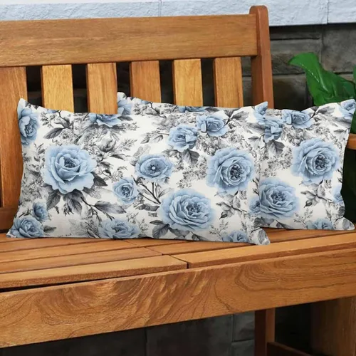 Miniatura 4 de EKOBLA Funda de almohada decorativa de tiro con diseño de flores y hojas azules, patrón floral de acuarela, pintura de tinta, fundas de almohada