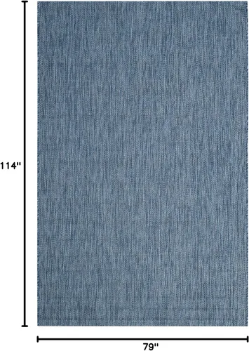 Miniatura 2 de SAFAVIEH Alfombra lavable para exteriores, colección Courtyard - 6'7" x 9'6", azul marino, no desprende pelusa y fácil limpieza, ideal para patio