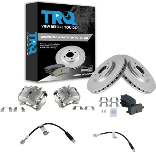 Miniatura 30 de TRQ Kit de pastillas de freno y rotor de cerámica delantera compatible con Chevrolet Malibu 2016