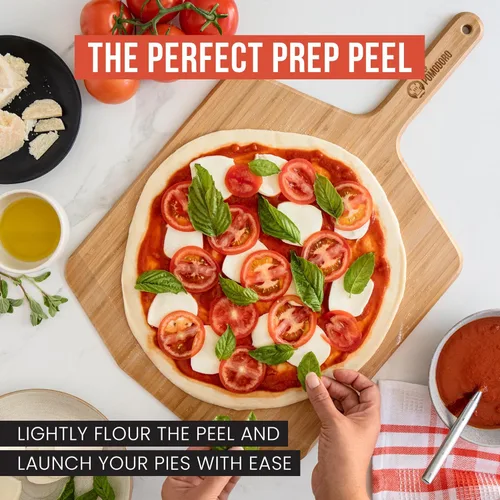Miniatura 3 de Chef Pomodoro Pela de pizza de madera de 16 pulgadas, herramienta duradera para hornear, paleta deslizante, tabla de cortar de madera, espátula