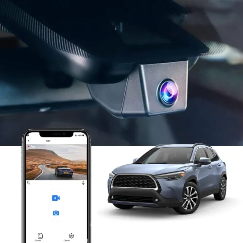 Fitcamx Cámara de tablero 4K adecuada para Toyota Corolla Cross 2022 LE L XLE, aspecto OEM integrado, video UHD 2160P, WiFi y aplicación integrados,